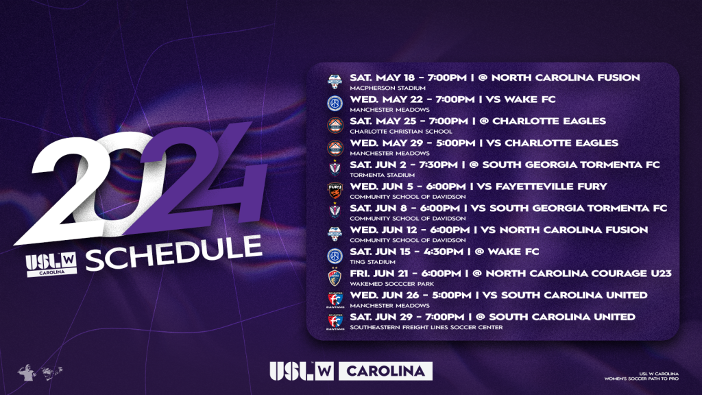 the 2024 schedule for w league carolina