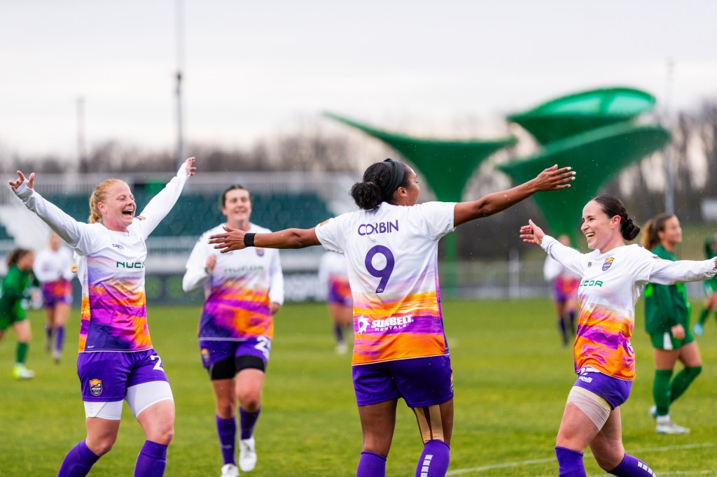 Carolina Ascent celebrates a goal against Lexington SC