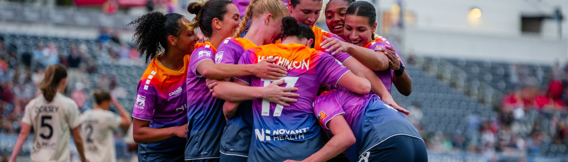 Carolina Ascent celebrate their first goal against Dallas Trinity FC