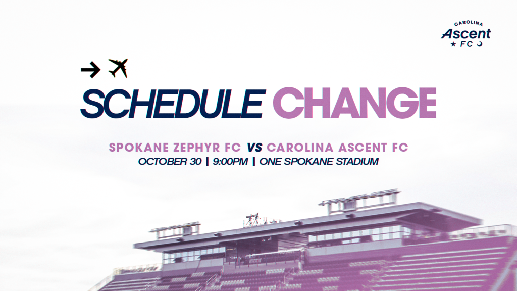 New Kickoff Time Announced for Carolina Ascent FC at Spokane Zephyr FC